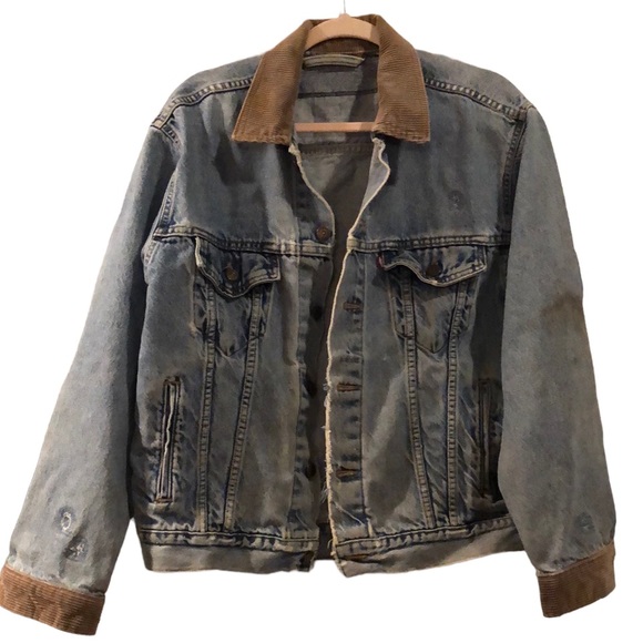 VINTAGE LEVI’S DENIM JACKET WITH CORDUROY COLLAR SIZE MEDIUM